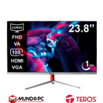 Monitor TE-2402S, 23.8″ Curvo TEROS FHD VA, 100Hz, 1ms, HDMI, VGA, Negro