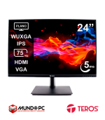 Monitor TE-2419CS, 24″ Plano TEROS WUXGA IPS, 75Hz, 5ms, HDMI, VGA, Negro