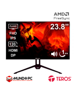 Monitor TE-2415S Plano TEROS, 23.8″ FHD IPS, 120Hz, 1ms, HDMI, DP, Parlantes, Negro